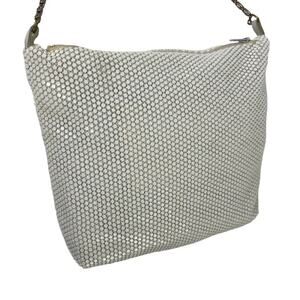 Vintage Small Mini Off White Metal Mesh Evening Purse Bag Serpent Chain